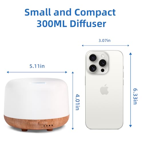 SPLITSKY Aromatherapy Essential Oil Diffuser | 300ml, Remote, 7-Color LED, Quiet Humidifier