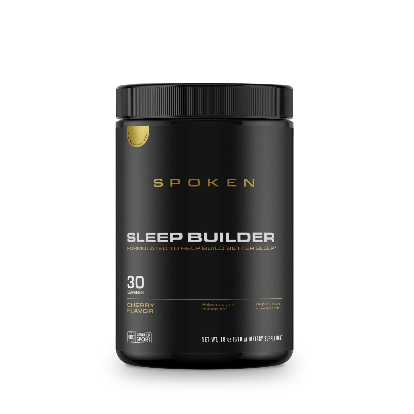 Spoken Nutrition Sleep Builder – Melatonin-Free Sleep Powder, 3 Magnesium Forms, Cherry Flavor, 30 Servings