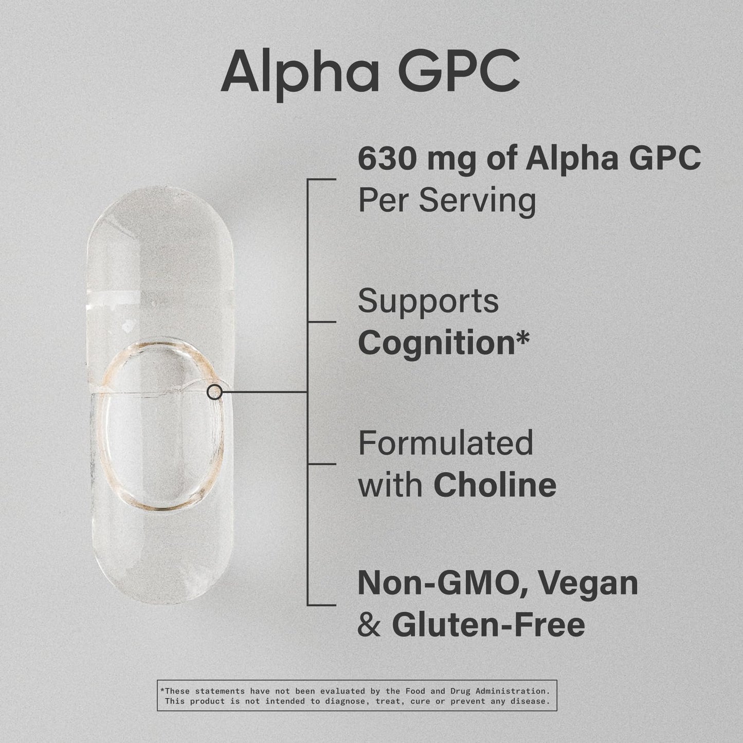 Sports Research® Alpha GPC 630mg Extra Strength – Focus & Cognitive Support – 60 Veggie Capsules