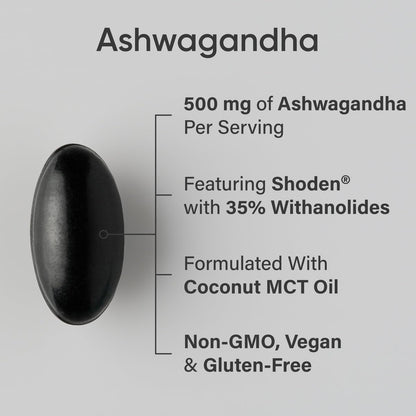 Sports Research Ashwagandha Softgels with Coconut MCT Oil – 120 Count – Shoden 35% Withanolides | Vegan & Gluten Free