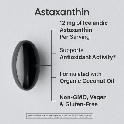 Sports Research Triple Strength Vegan Astaxanthin 12mg - Algae-Based, Non-GMO, 60 Softgels