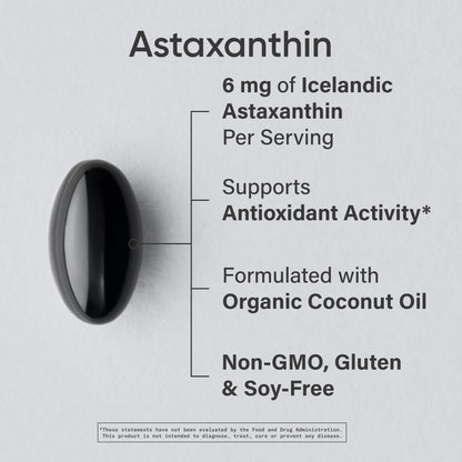 Sports Research Astaxanthin 6mg with Organic Coconut Oil - 120 Softgels | Non-GMO, Gluten Free