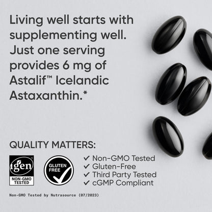 Sports Research Astaxanthin 6mg with Organic Coconut Oil - 120 Softgels | Non-GMO, Gluten Free