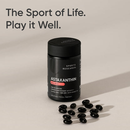 Sports Research Astaxanthin 6mg with Organic Coconut Oil - 120 Softgels | Non-GMO, Gluten Free