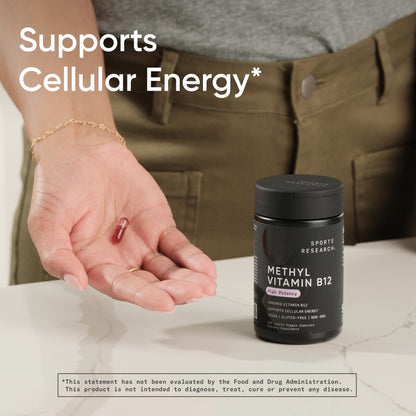 Sports Research Vitamin B12 5000mcg – Vegan Methylcobalamin, Non-GMO