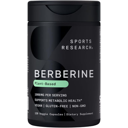Sports Research Berberine 500mg – 120 Veggie Capsules | Vegan, Gluten-Free, Non-GMO