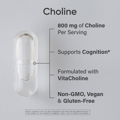Sports Research Choline 800 mg | VitaCholine for Focus | Vegan Certified