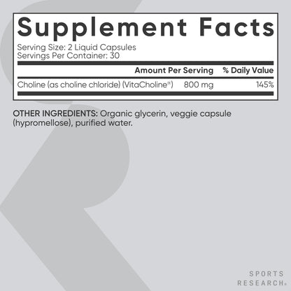 Sports Research Choline 800 mg | VitaCholine for Focus | Vegan Certified