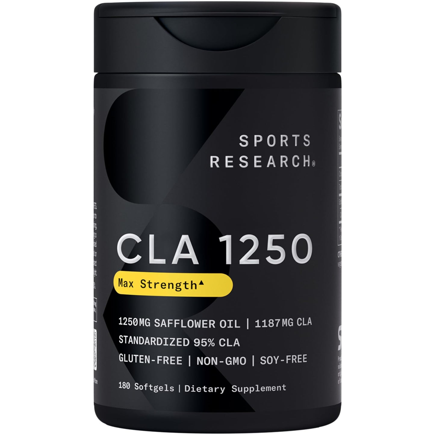 Sports Research CLA - 1250mg with Active Conjugated Linoleic Acid for Men and Women | Non-GMO, Soy & Gluten Free - 95% (180 Softgels)