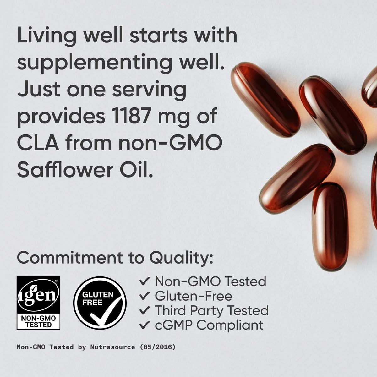 Sports Research CLA - 1250mg with Active Conjugated Linoleic Acid for Men and Women | Non-GMO, Soy & Gluten Free - 95% (180 Softgels)
