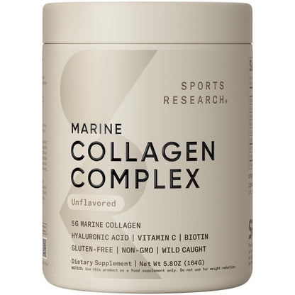Sports Research Collagen Beauty Complex – Hyaluronic Acid, Vitamin C + Biotin | Unflavored (30 Servings)