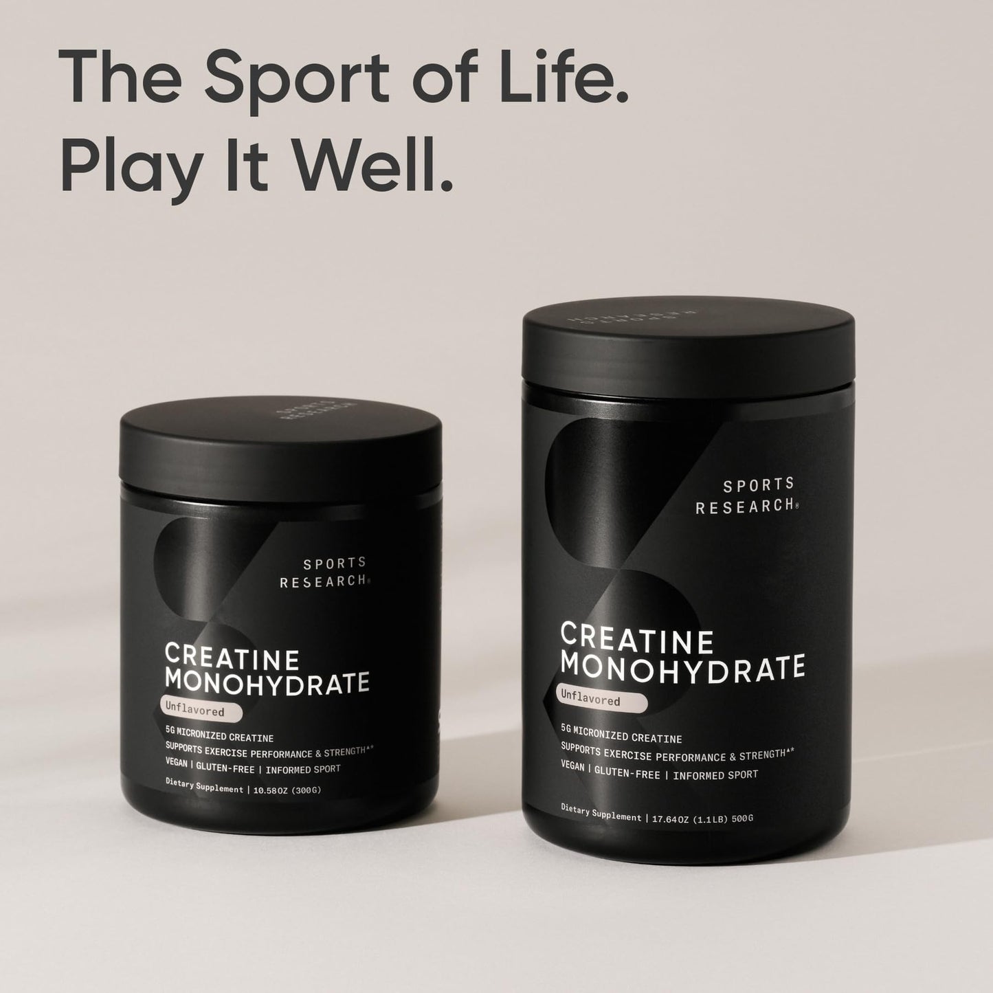 Sports Research Creatine Monohydrate - 5 g Micronized, 17.46 oz | Build Strength & Recovery