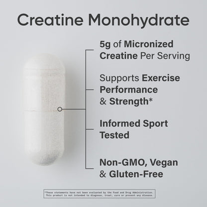 Sports Research Creatine Monohydrate Capsules - 5g per Serving, 30 Servings | Non-GMO, Vegan Certified