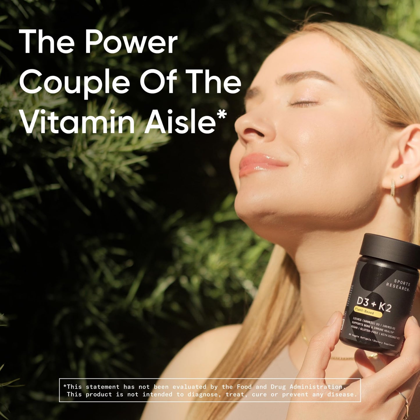 Sports Research Vitamin D3 + K2 | 10,000 IU Plant-Based D3 + 100 mcg MK-7, 60ct