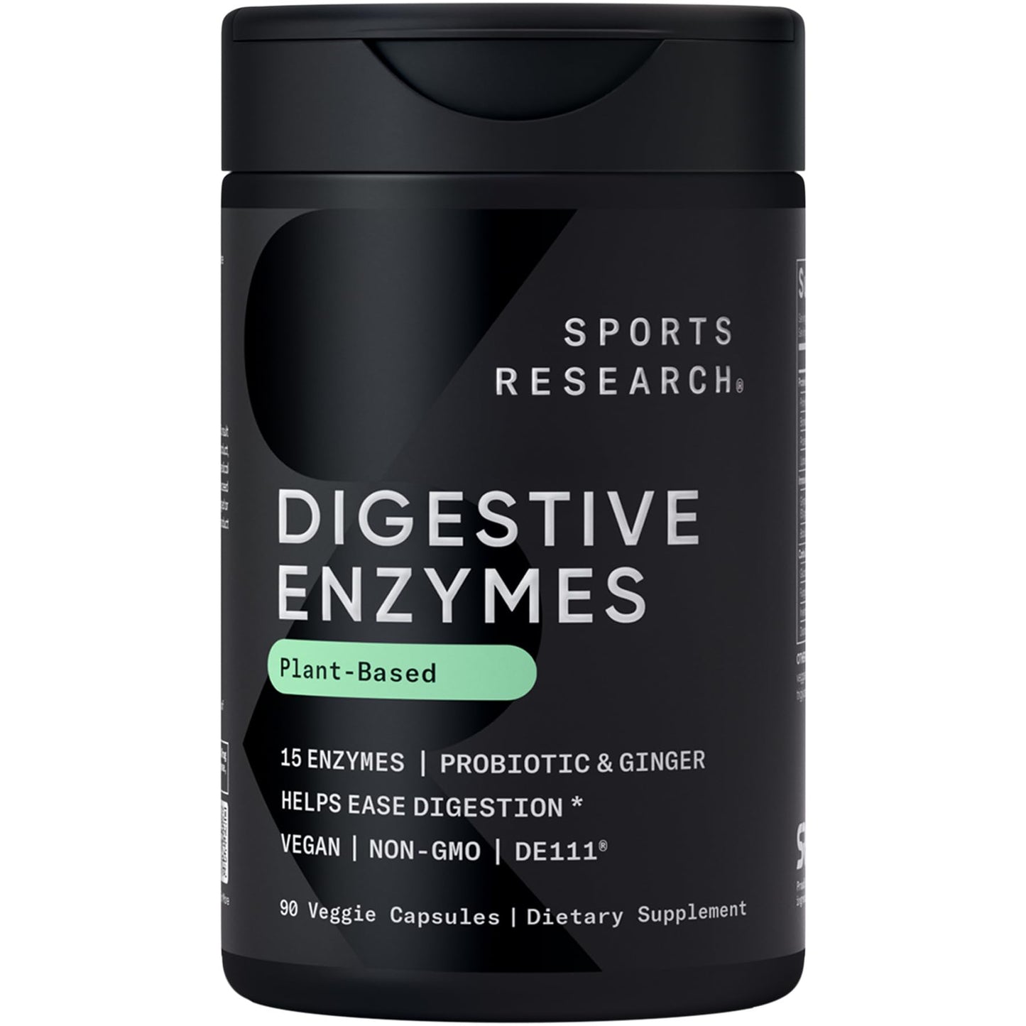 Sports Research Digestive Enzymes with Probiotics & Ginger - Plant-Based, Non-GMO, Vegan - 90 Veggie Capsules