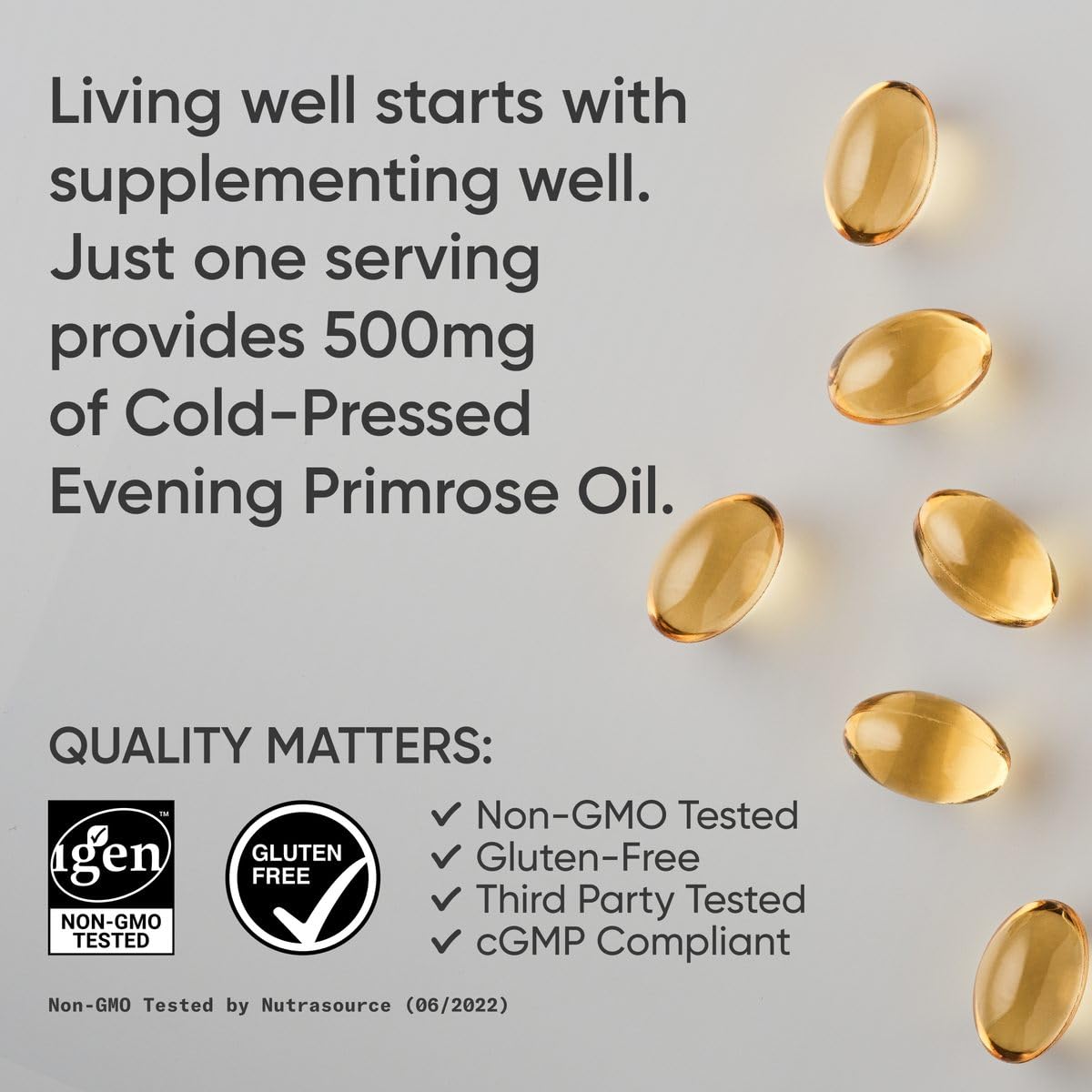 Sports Research Evening Primrose Oil 500mg – Cold-Pressed, Non-GMO, 240 Softgels