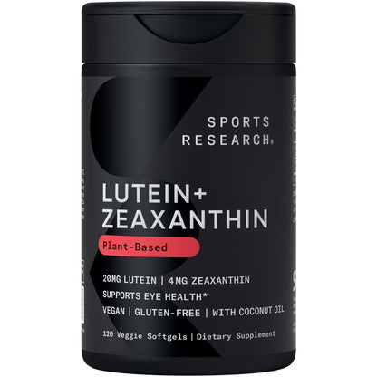 Sports Research Lutein & Zeaxanthin Capsules - Eye Health Support, 120 Veggie Softgels, Vegan & Non-GMO