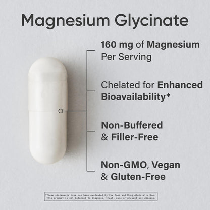 Sports Research Magnesium Glycinate – 160 mg Chelated Magnesium, 180 Vegan Capsules