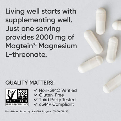 Magtein Magnesium L-Threonate Capsules for Memory, Focus & Cognition | Sports Research