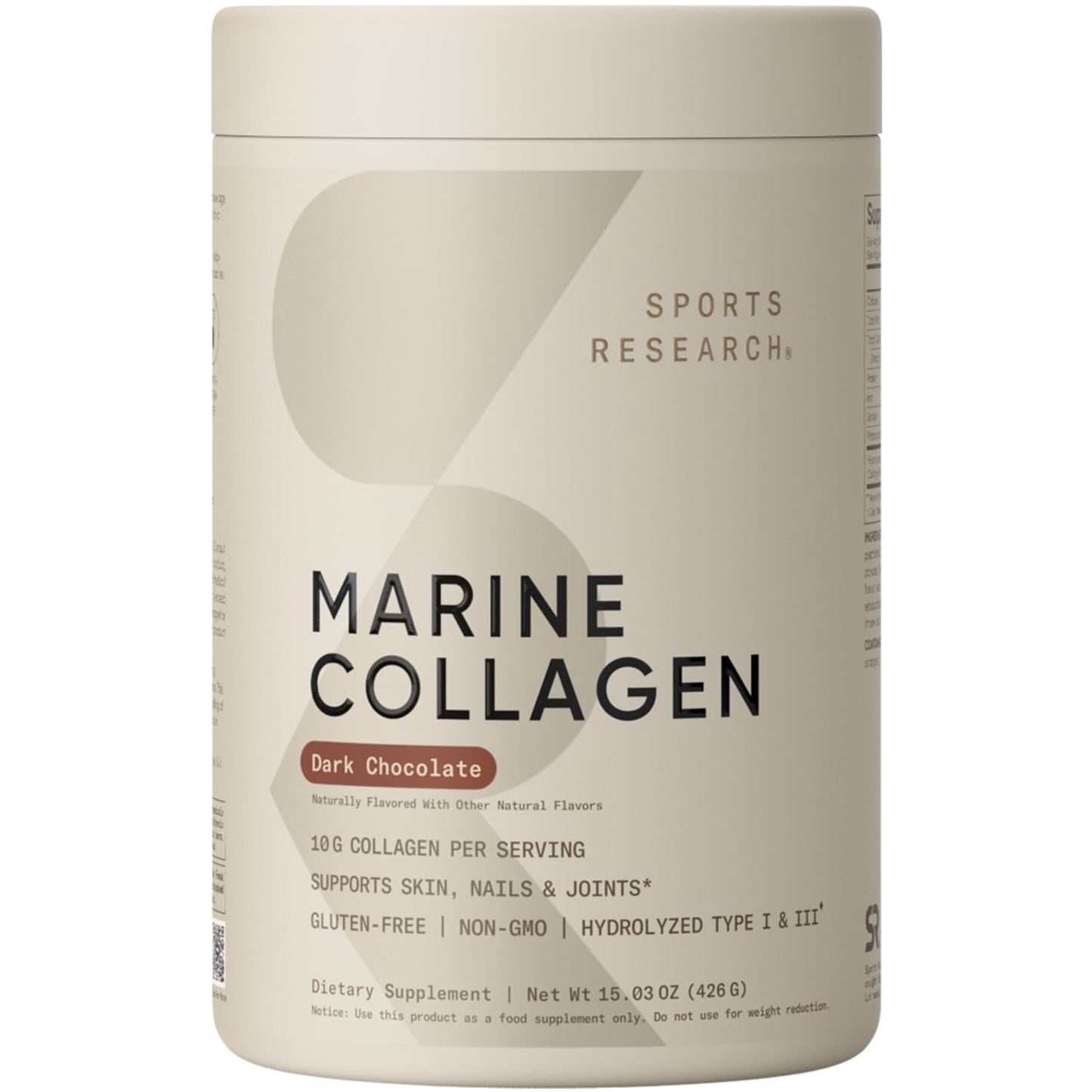 Sports Research Marine Collagen Peptides - Dark Chocolate for Hair, Skin & Joints
