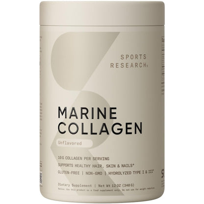 Sports Research Marine Collagen Peptides Powder – Wild-Caught Fish, Pescatarian Friendly, Keto Certified & Non-GMO Verified, 34 Servings