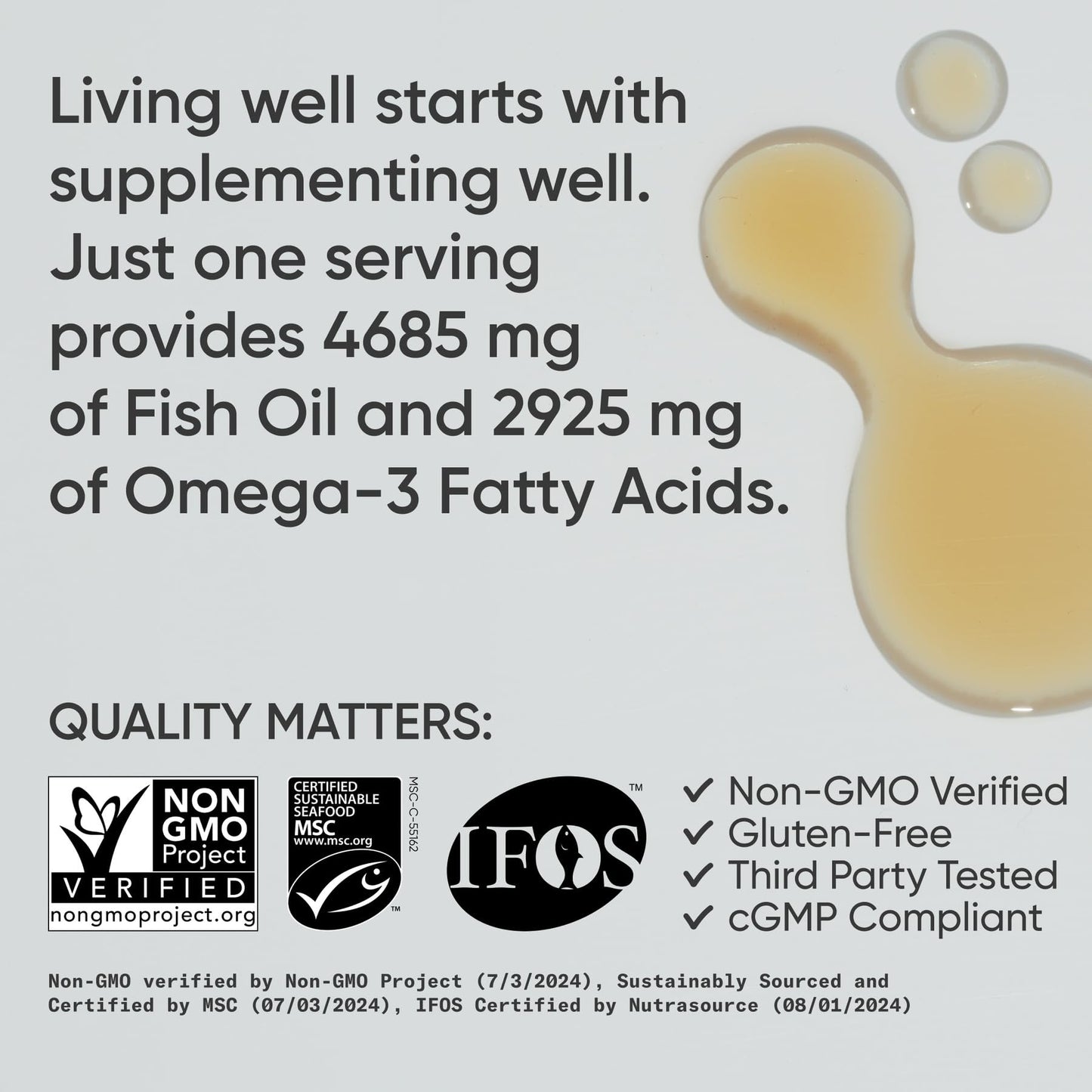 Sports Research Omega-3 Fish Oil, 8oz Glass Bottle – Lemon Flavor, Wild-Caught Alaska Pollock