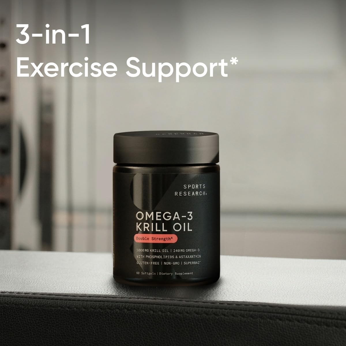 Sports Research Omega-3 Krill Oil 1000mg | MSC Certified Sustainable, Gluten Free, Non-GMO | 60 Softgels