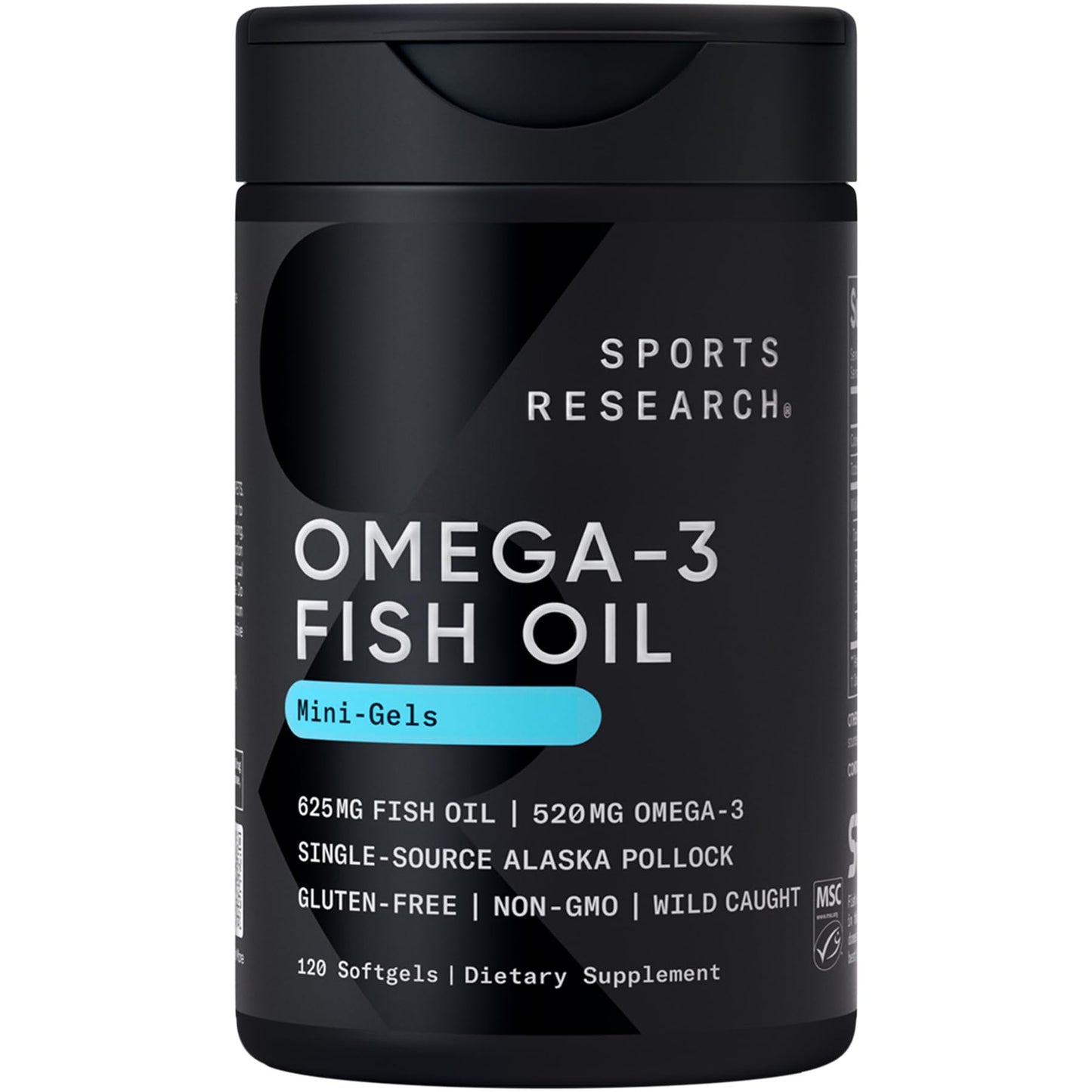 Sports Research Omega-3 Mini-Softgels — Wild Alaska Pollock, MSC Certified, 120 Count