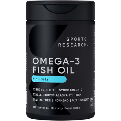 Sports Research Omega-3 Mini-Softgels — Wild Alaska Pollock, MSC Certified, 120 Count