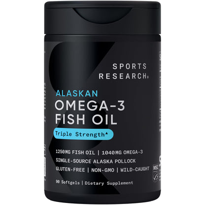 Sports Research Omega-3 Triple Strength Fish Oil 1250 mg | Burpless | 90 ct