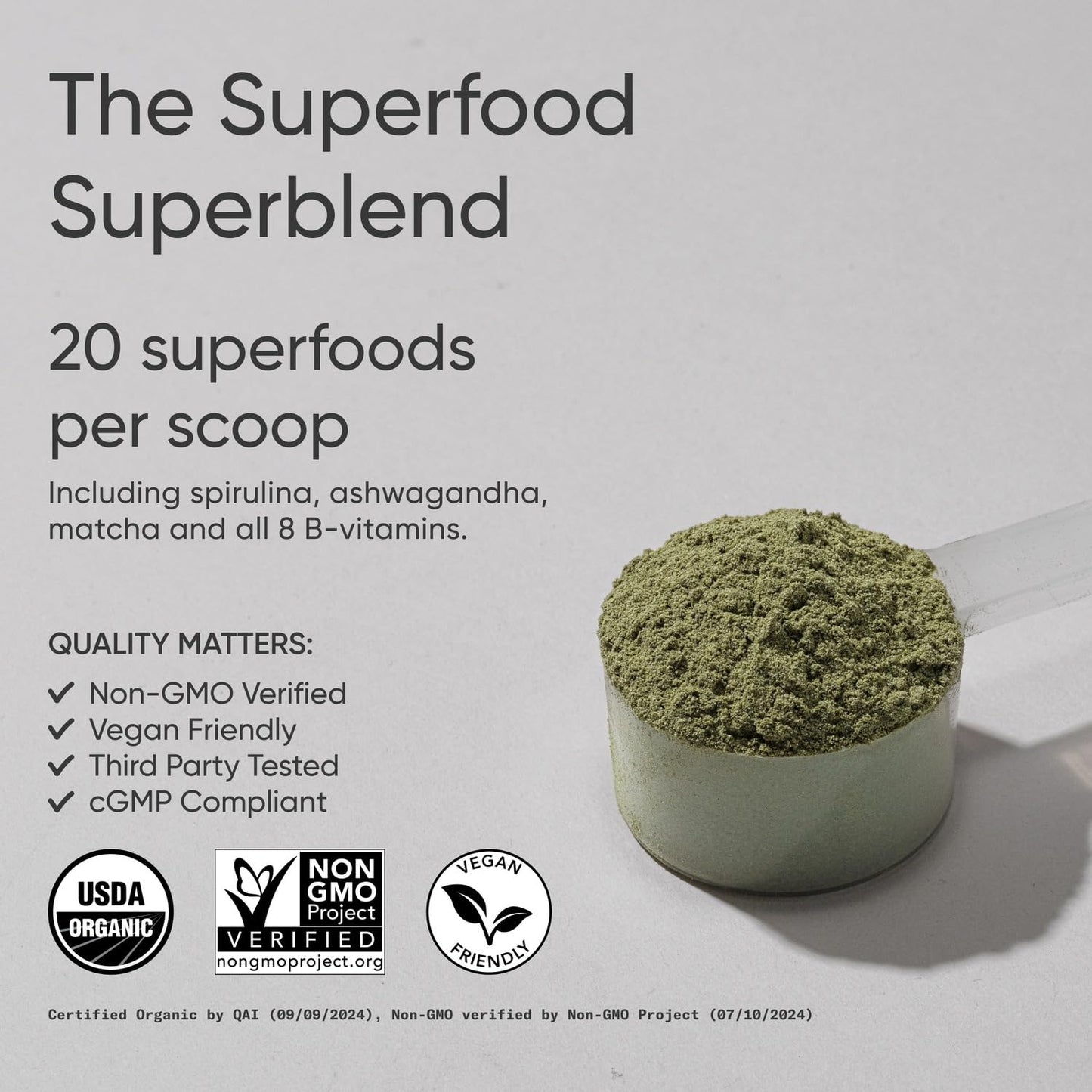 Sports Research Organic Greens Powder with Spirulina & Chlorella – 30 Servings, Vegan & Sugar-Free