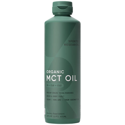 Sports Research Organic MCT Oil 32oz – Full Spectrum C8/C10/C12 from Coconut (Unflavored)
