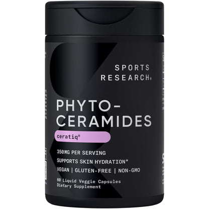 Sports Research Phytoceramides 350 mg – Vegan Ceramides for Skin Hydration, 60 Count