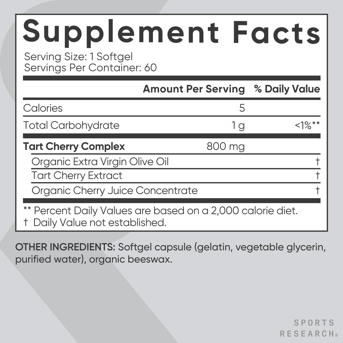 Sports Research Tart Cherry Capsules – Montmorency Tart Cherries, Non-GMO & Gluten Free, 60 Liquid Softgels