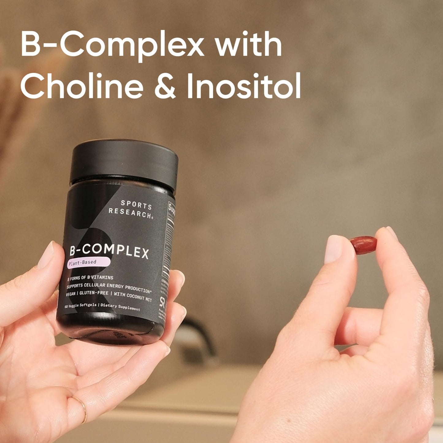 Sports Research Vitamin B-Complex – Full Spectrum B Vitamins, Methylated B12 & Folate