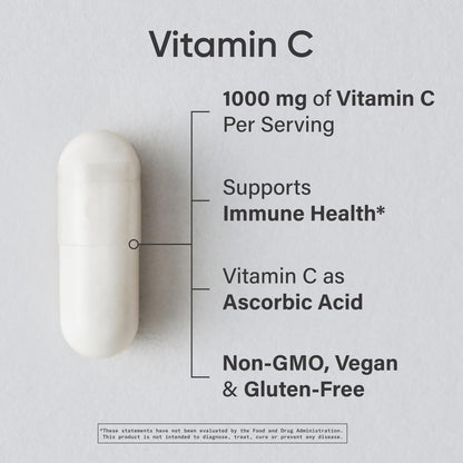 Sports Research High Potency Vitamin C 1000mg – Vegan Veggie Capsules, Non-GMO, Gluten Free, 240 Count