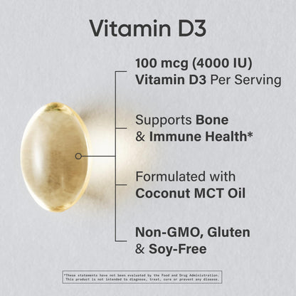 Sports Research Vitamin D3 4000 IU with Coconut MCT Oil - 360 Softgels | Gluten Free, Non-GMO, Soy Free