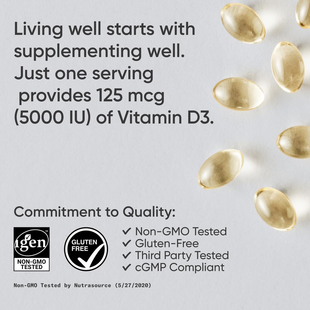 Sports Research Vitamin D3 5000 IU with Coconut MCT Oil - Immune & Bone Support - Seed Oil Free