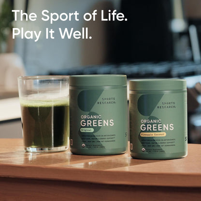 Sports Research Organic Greens Powder – Spirulina & Chlorella, 8 B Vitamins, Vegan