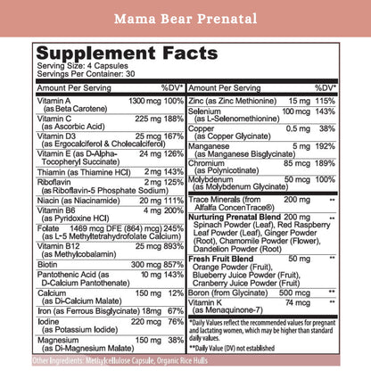 SPRIGS Mama Bear Prenatal Vitamins for Women, 120 Capsules | Pregnancy, Conception & Nursing