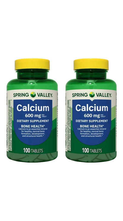 Spring Valley Calcium Bone Health Dietary Supplement Tablets – 600 mg Calcium, 200 Count (Pack of 2)