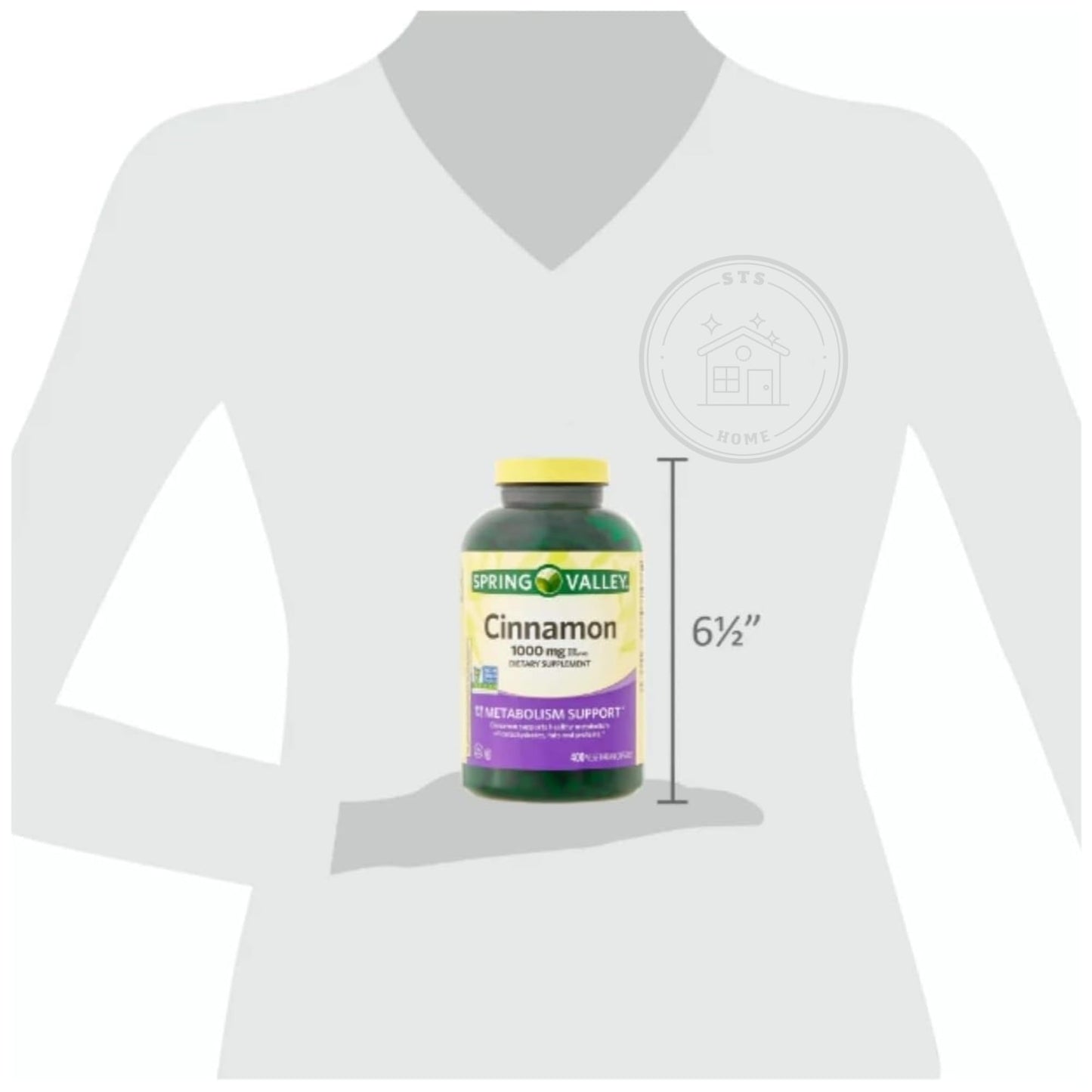 Spring Valley Cinnamon 1000 mg – 400 Count Dietary Supplement | Vegetarian Capsules + STS Sticker