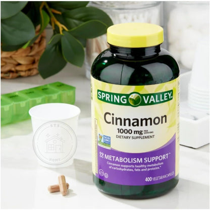 Spring Valley Cinnamon 1000 mg – 400 Count Dietary Supplement | Vegetarian Capsules + STS Sticker