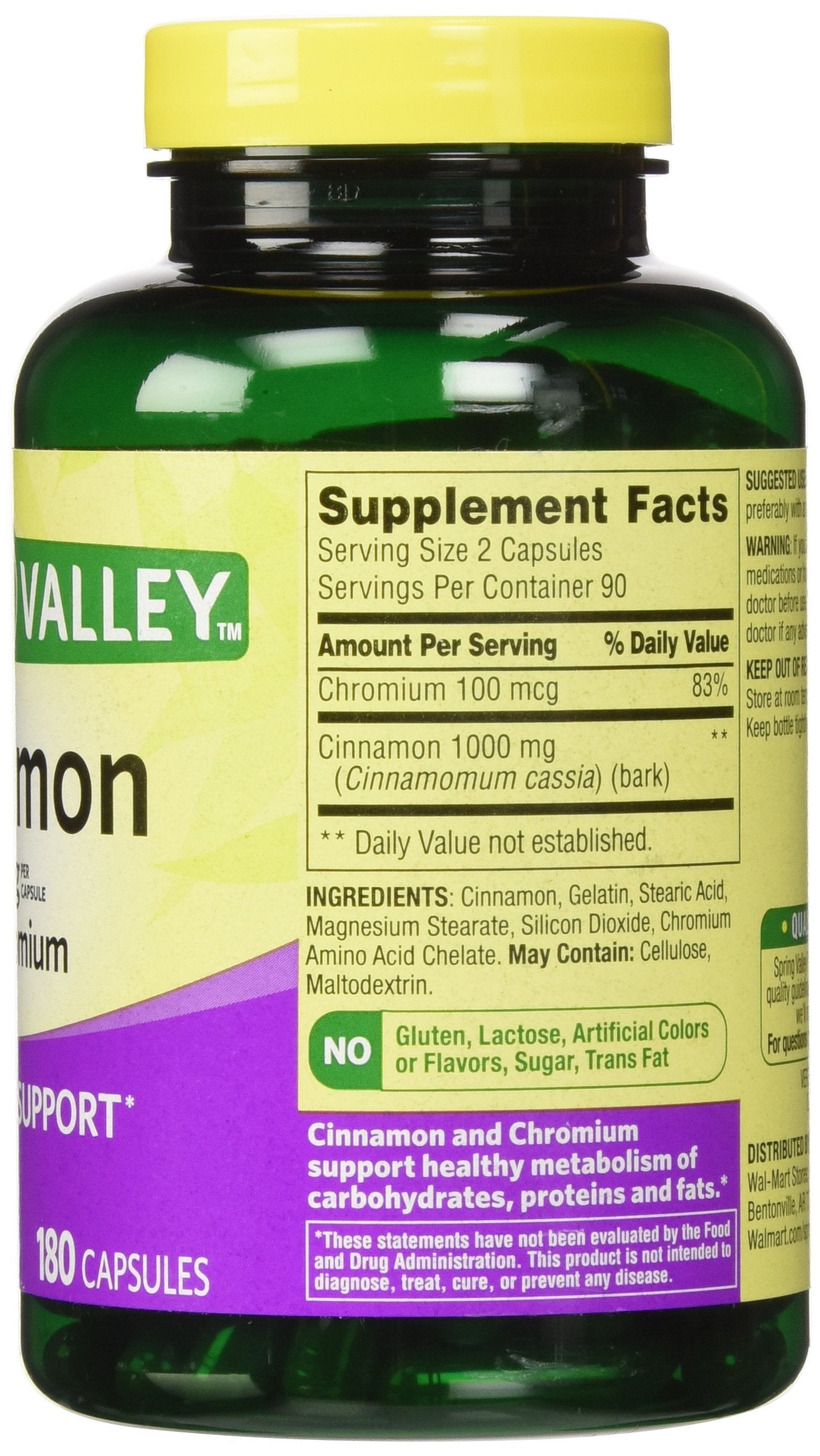Spring Valley Cinnamon 500mg + Chromium Twin Pack – 2 x 180 Capsules