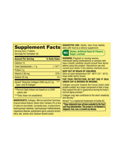 Spring Valley Collagen + C 2,500 mg Bioactive Collagen, 90 Count + STS Sticker | Dietary Supplement