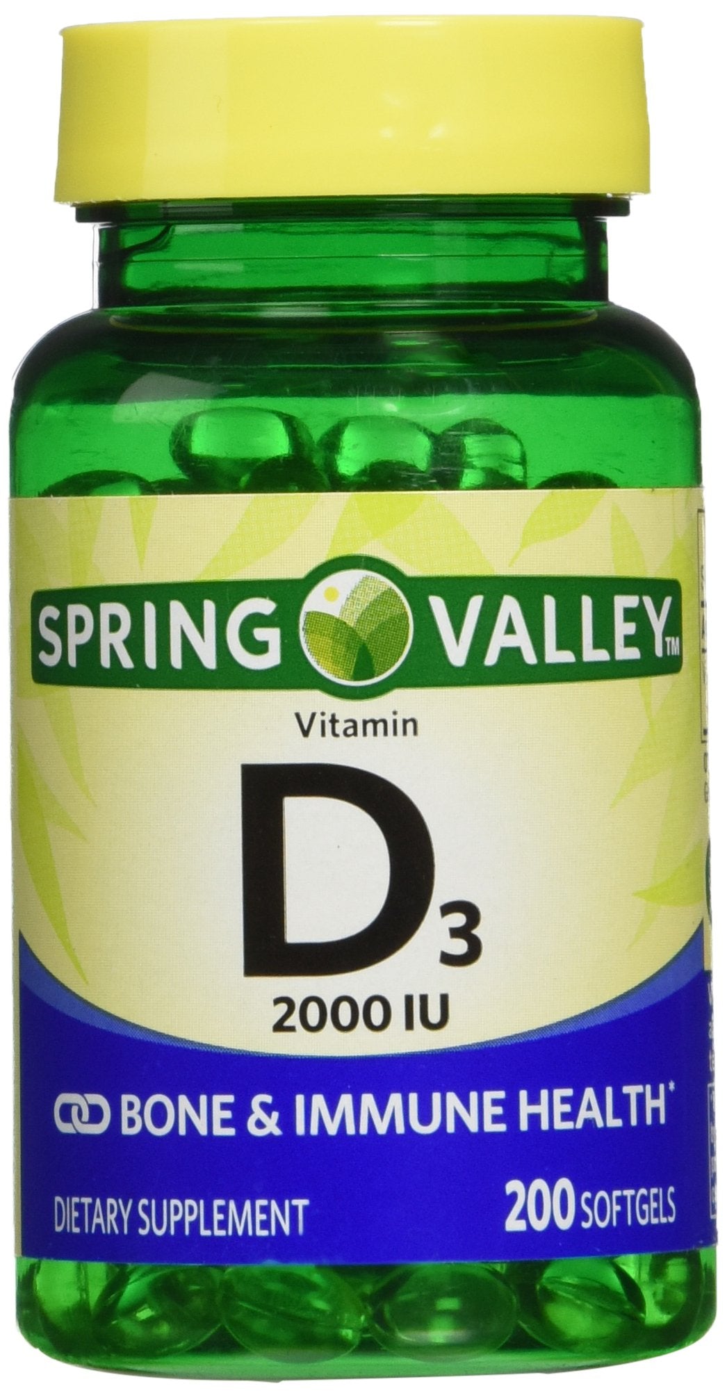 Spring Valley Vitamin D3 2000 IU Twin Pack – Immune & Bone Health, 400 Softgels