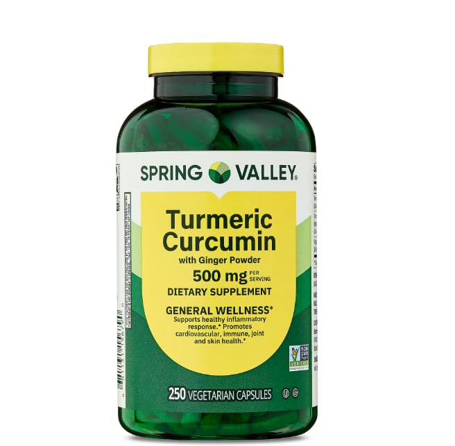 Spring Valley Turmeric Curcumin 500 mg with Ginger – 250 Vegetarian Capsules
