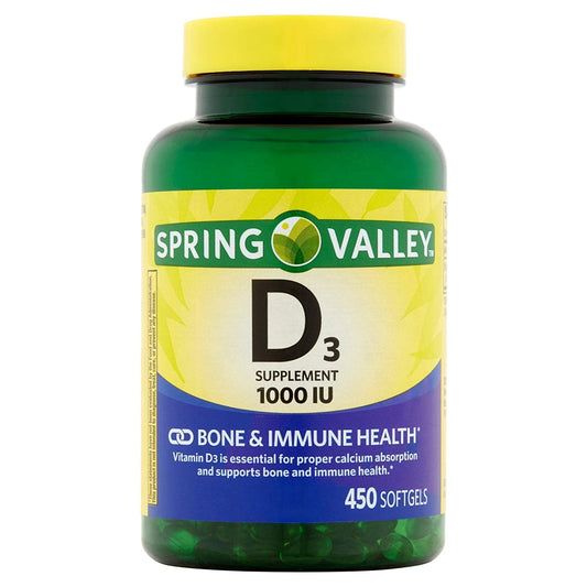Spring Valley Vitamin D3 1000 IU – 450 Softgels