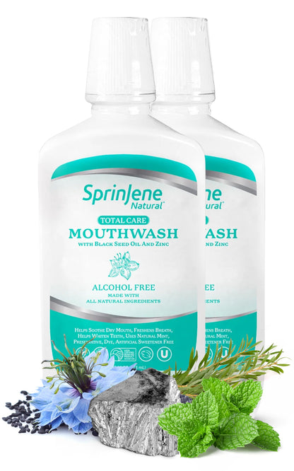 SprinJene Alcohol Free Mouthwash with Xylitol – Fluoride Free, Vegan & Made in USA (2 Pack)