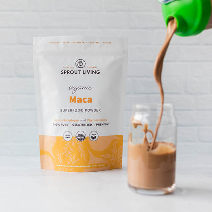 Sprout Living Organic Gelatinized Maca Root Powder 1 lb | Premium Maca Powder for Energy & Adaptogen